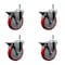 Service Caster 5'' Red Poly Swivel 7/16'' Grip Ring Stem Caster Set with Brake, 4PK SCC-GR20S514-PPUB-RED-PLB-716138-4 - alternate 1